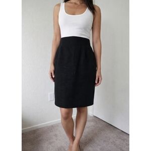 Donna Karan Womens Size 14 Black Knee Length Skirt 100% Linen Pencil  80s Lined